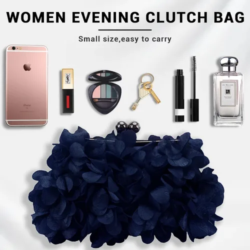 Vista 2 de JAMBHALA Bolsos de mano de noche con apliques florales, pequeños monederos de embrague para mujer