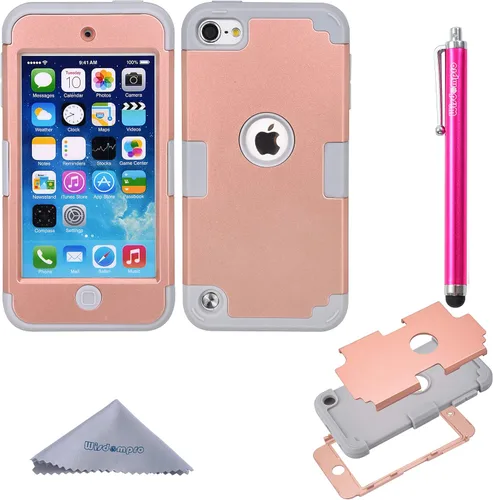 Vista 9 de Wisdompro Funda para iPod Touch 7, para iPod Touch 6, para iPod Touch 5, 3 en 1 híbrida de silicona suave y policarbonato duro Funda protectora