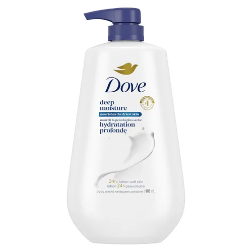 Vista 14 de Dove Gel de baño Humedad profunda para 24 horas Loción Suave Piel Hidratante Limpiador de la Piel Sin Sulfatos Sin Parabenos 3 oz