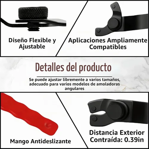 Vista 5 de Paquete de 2 llaves inglesas universales ajustables para amoladora angular, llave inglesa para amoladora (rojo)