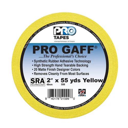 Vista 2 de ProTapes Pro Gaff - Cinta adhesiva plástica mate con adhesivo de goma, 11 mil de grosor, 55 yardas de longitud