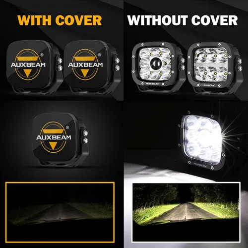 Vista 2 de Auxbeam 5 pulgadas cubo LED Pods cubre 2 unids cubo cuadrado Offroad luces cubiertas protectoras lente