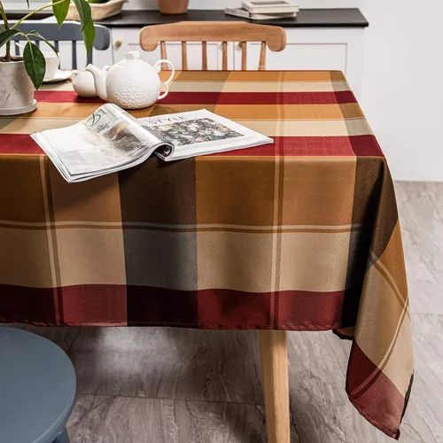 Vista 10 de Melodieux Mantel rectangular a cuadros para exteriores, impermeable, resistente a las arrugas, decoración clásica de mesa, fiesta, cocina, comedor