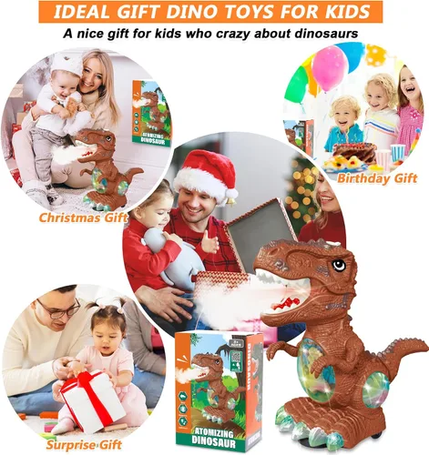 Vista 6 de Juguetes de dinosaurio para niños de 3 a 4 años, juguete de música de rugido y luces para niños y niñas, juguete de dinosaurio en movimiento