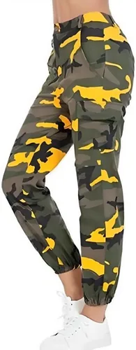 Vista 2 de Pantalones de senderismo tipo cargo para mujer, pantalones de camuflaje ajustados, casuales, para exteriores, pantalones deportivos con bolsillos