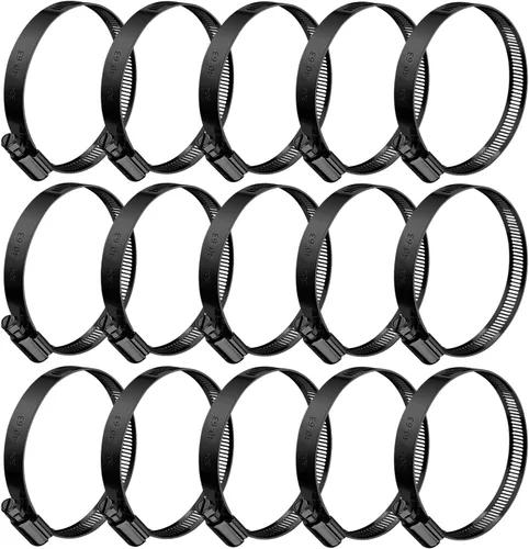 Vista 9 de BOTTEN 15 piezas Abrazadera de manguera negra, 1-1/3" - 2-1/4" (33-57mm) Abrazaderas de manguera de acero inoxidable 304, juego de surtido