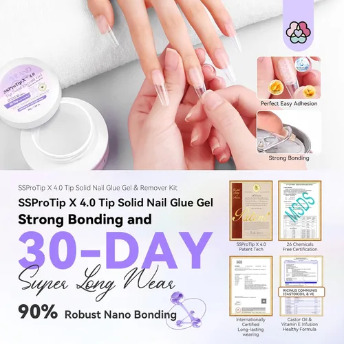 Vista 3 de SAVILAND Gel y removedor de pegamento para uñas: removedor de uñas de presión rápida de 1.06 oz de pegamento UV Gel duro sólido para uñas