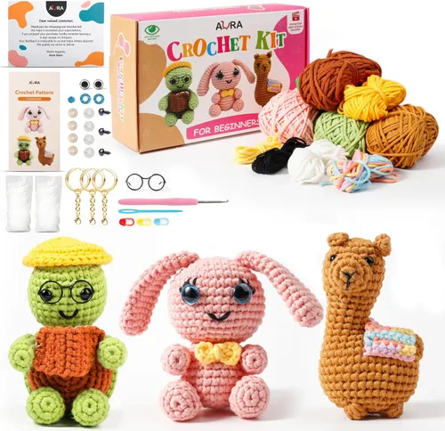 Vista 11 de A-URA Kit de aprendizaje 3 en 1 para principiantes, niños y adultos, patrón de girasol, cactus panda, plantas colgantes para principiantes, kits
