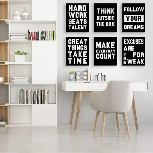 Vista 5 de Homanga Pósteres motivacionales para pared, impresiones artísticas positivas para decoración de oficina, juego de 6, arte de pared con cita