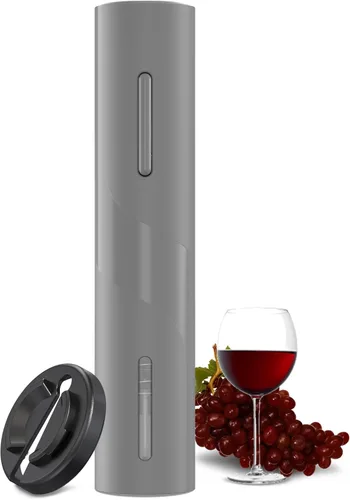Vista 9 de COKUNST Abrebotellas de vino eléctrico, funciona con pilas, con cortador de papel de aluminio, removedor de sacacorchos con botón de un solo clic