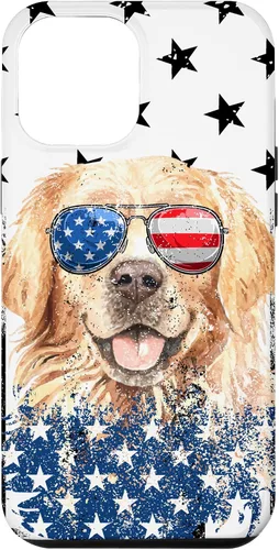 Vista 26 de Golden Retriever American Flag Cream Retriever 4th of July Case for iPhone 17