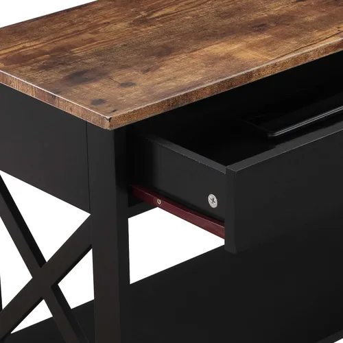 Vista 6 de Convenience Concepts Oxford - Mesa consola con 1 cajón con estantes, madera de granero/negro