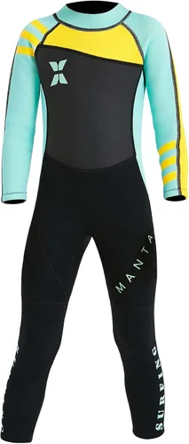 Vista 24 de DIVE & SAIL Traje de neopreno de 0.098 in para niños, manga larga, protección UV, traje de baño térmico