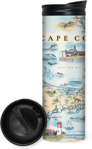 Vista 9 de Xplorer Maps 1000 Islands Map - Vaso de viaje de 16 onzas con tapa resistente a derrames, vaso de café aislado al vacío de acero inoxidable