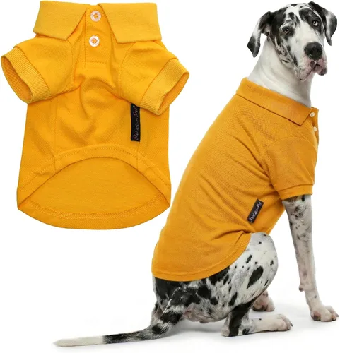 Vista 22 de Camisas Polo Parisian Pet - Camisa de Algodón Transpirable para Perros - Azul Sólido, Ropa de Verano con Capucha - Cuello con Botón para Perros