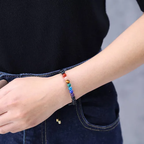 Vista 2 de COAI - Pulsera para mujer con piedras semipreciosas, 7 chakras