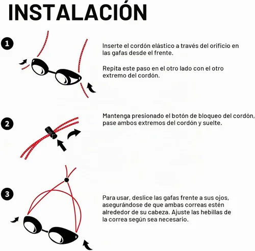 Vista 5 de Kit de Correa Bungee para Gafas de Natación Oumers, Correas para Gafas de Natación con Extremo Cónico