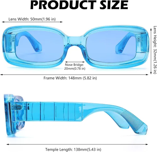Vista 6 de Lentes de sol rectangulares pequeños de moda para mujeres y hombres, con marcos gruesos y estéticos de los años 90, lentes de sol cuadrados gruesos