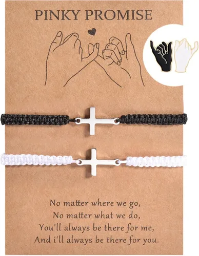 Vista 20 de BOCHOI Pinky Promise Pulseras a Juego a Distancia para Parejas Mejor Amigo BFF Pulsera de Amistad Madre Hijo Hija Niño Niña Él Ella Novia Novio