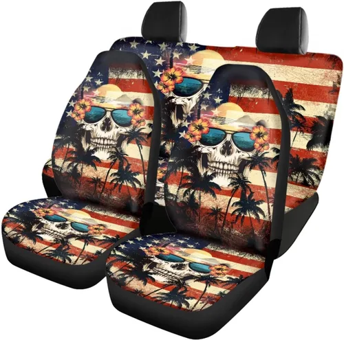 Vista 29 de Howilath 250 USA Anniversary - Juego de 4 fundas de asiento de automóvil de ajuste universal para asientos delanteros y traseros para uso en todas