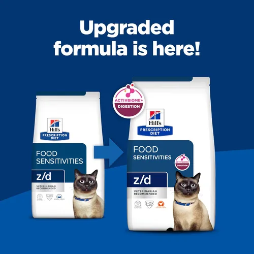 Vista 2 de Alimento seco Hill's Prescription Diet z/d para sensibilidades cutáneas/alimentarias hidrolizadas para gatos, dieta veterinaria, bolsa de 4 lb