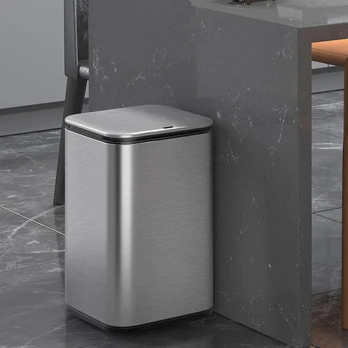 Vista 9 de HASMI Basurero inteligente de acero inoxidable con tapa de inducción automática de 12 litros, cubo de basura cuadrado para cocina, suave y suave