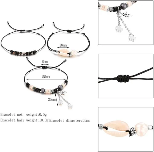 Vista 3 de JOYA GIFT Handmade Adjustable Wrap Bracelet Bohemian String Braided Beads Anklets Gifts for Women Girls