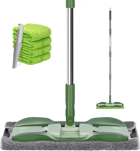 Vista 16 de Masthome Trapeador de microfibra extra grande para limpieza de pisos, trapeador plano de 16 pulgadas con 5 almohadillas para uso húmedo y seco, mopa