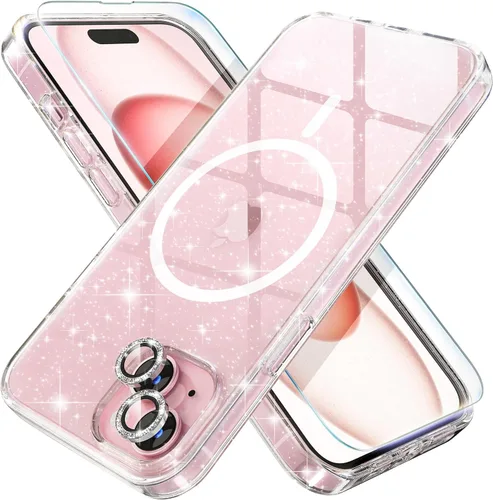 Vista 31 de Choiche Funda para iPhone 15 Pro Max compatible con MagSafe, color negro Purpurina negra
