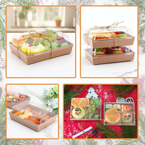 Vista 5 de Cajas de embutidos de 7 x 5 x 2.5 pulgadas con tapas transparentes, cajas grandes desechables de postre de panadería, recipientes para llevar