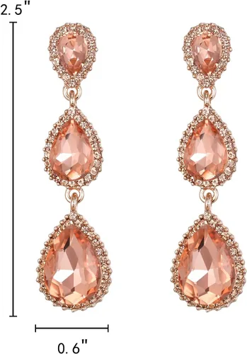 Vista 74 de EleQueen Pendientes de cristal austriaco en tono dorado para mujer, forma de pera de 2.5 pulgadas, color esmeralda