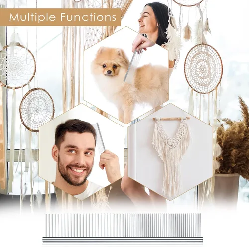 Vista 6 de Peine de macramé con flecos, peine de macramé de acero inoxidable
