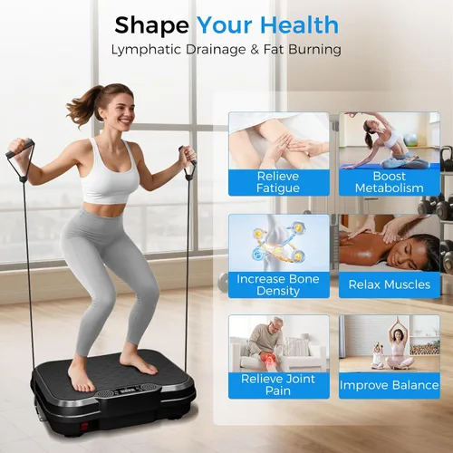 Vista 6 de AoraPulse Vibration Plate Exercise Machine with 9 Programs 250 Speeds