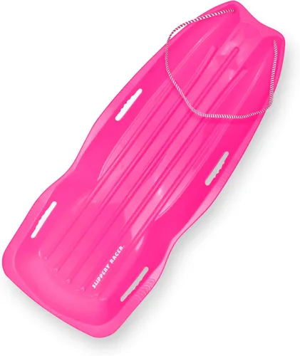 Vista 11 de Slippery Racer Downhill Xtreme Flexible Adults and Kids Plastic Toboggan Snow Sled for up to 2 Riders with Pull Rope and Handles