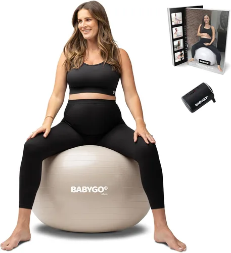 Vista 11 de BABYGO Pelota de Parto – Juego de pelota y libro de yoga para embarazo, trabajo de parto y ejercicio con enfoque en trimestres, fisioterapia