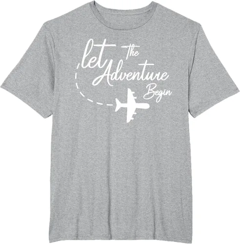 Vista 77 de Let The Adventure Begin - Camiseta inspiradora en modo de viaje en avión, Negro, S