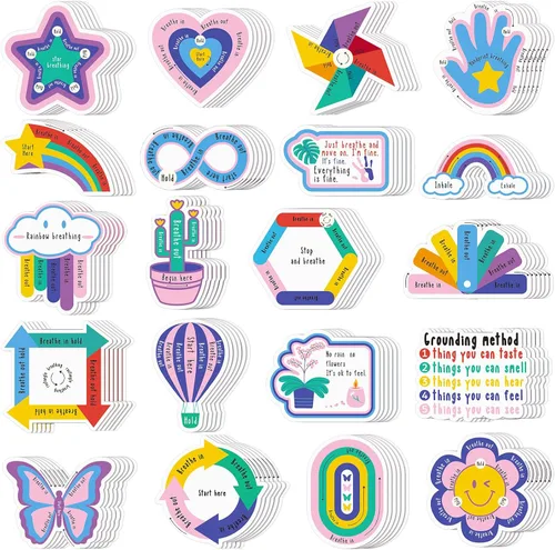 Vista 8 de Kosiz 120 calcomanías sensoriales para calmar la ansiedad, para aliviar la ansiedad, emociones, textura, anti estrés, aspereza táctil, tiras