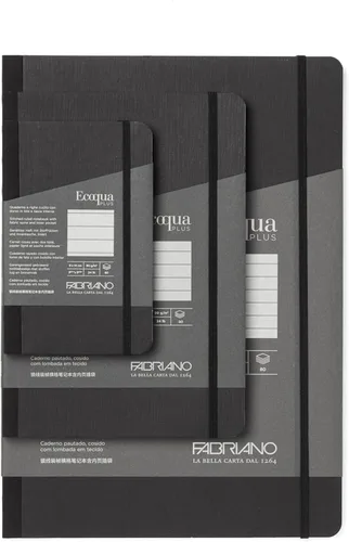 Vista 10 de Fabriano Ecoqua Plus Cuaderno encuadernado en tela, 8.3 x 11.7 pulgadas, A4, forrado, negro