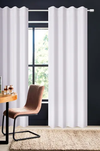 Vista 3 de Cortinas de algodón blanco, cortina de pato de algodón con pestaña trasera, 50 x 72 pulgadas, panel de decoración de ventana de baño blanco