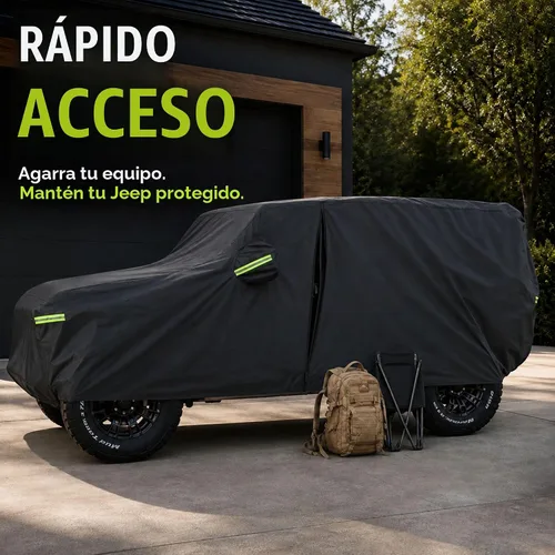Vista 4 de Waterproof Cover for Jeep Wrangler 2-Door with Driver Door Zipper Negro