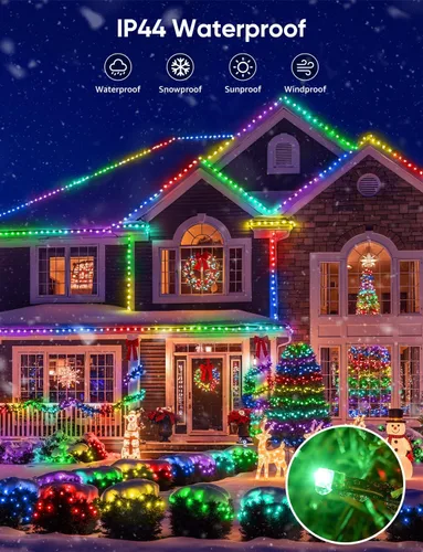 Vista 9 de Ollny Luces de Navidad inteligentes, 66 pies, 200 LED, control de aplicación, RGB que cambian de color, luces de árbol de Navidad con control