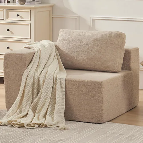 Vista 44 de Furnify Sofá modular tapizado de espuma de 30", Sofá de piso tapizado con almohada, Silla puf para dormitorio y sala de estar, No requiere