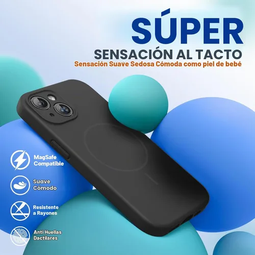 Vista 7 de Miracase Funda diseñada para iPhone 14 Plus con protector de pantalla, protección mejorada de la cámara, funda de silicona líquida a prueba de Negro
