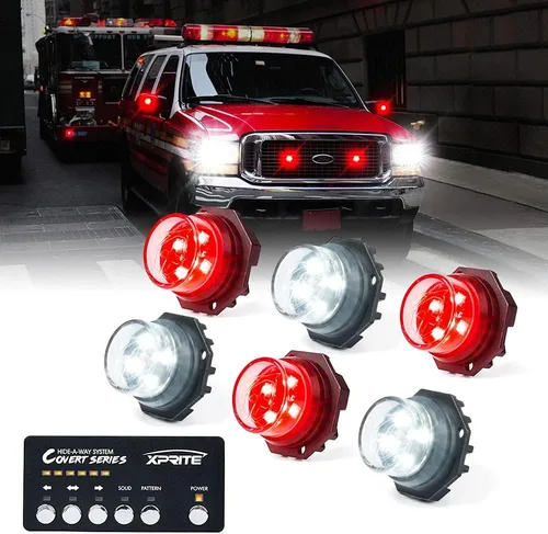 Vista 20 de Xprite Kit de luces estroboscópicas LED ámbar ocultas, 20 patrones intermitentes con panel de control, faros, luces traseras, luces antiniebla
