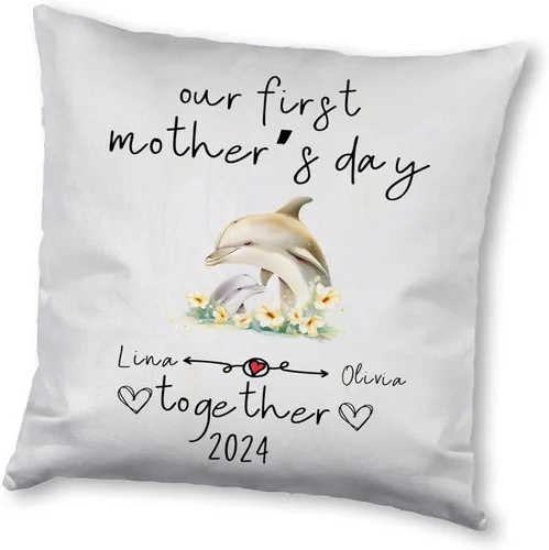Vista 5 de Delfín del Día de la Madre, funda de almohada personalizada para el hogar, regalo para mamá, abuela, para ella