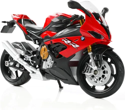 Vista 11 de 1:12 Modelo de motocicleta de juguete compatible con BMW S1000RR MD004-blanco