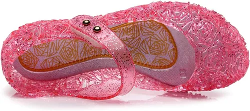 Vista 4 de Dongni Disfraces de princesa, zapatos planos de gelatina, sandalias de disfraces para fiestas de cumpleaños para niñas pequeñas, inspiradas