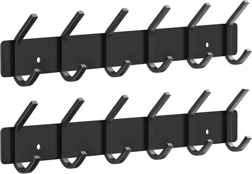 Vista 14 de VAEHOLD Perchero resistente de pared para colgar abrigos, ropa, batas, toallas y sombreros, con 3 ganchos, color negro