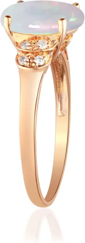 Vista 2 de Gin and Grace Anillo de ópalo etíope natural de oro rosa de 14 quilates con diamantes reales para mujer Joyería de ópalo con forma ética, auténtica