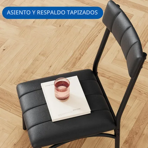 Vista 4 de IDEALHOUSE Juego de mesa de comedor para 4, mesa de cocina con sillas para 4, mesa de comedor rectangular de madera con banco tapizado para espacios
